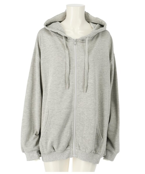 ANAP(アナップ)の「【WEB限定】シンプル裏毛ジップパーカー(パーカー・レディース・ベージュ/グレー/ピンク/グリーン/ネイビー/ブルー/パープル/ワイン/ブラック/マスタード・FREE)」の3枚目の写真