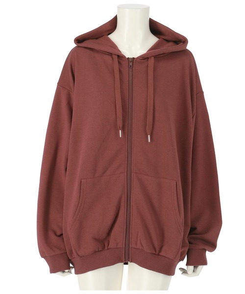 ANAP(アナップ)の「【WEB限定】シンプル裏毛ジップパーカー(パーカー・レディース・ベージュ/グレー/ピンク/グリーン/ネイビー/ブルー/パープル/ワイン/ブラック/マスタード・FREE)」の10枚目の写真