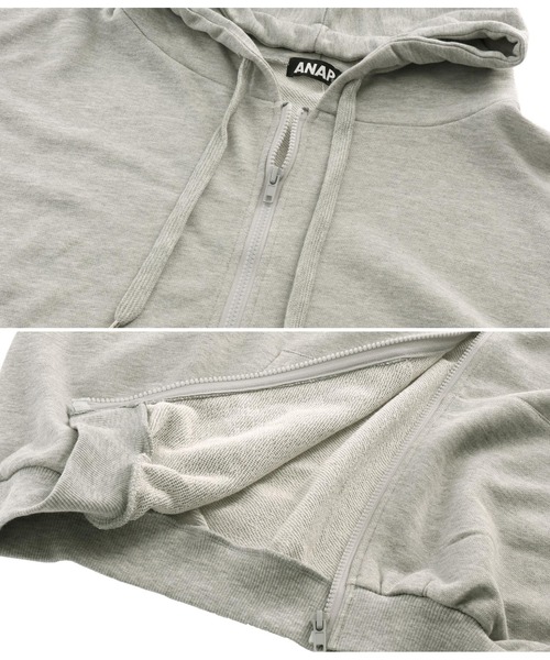 ANAP(アナップ)の「【WEB限定】シンプル裏毛ジップパーカー(パーカー・レディース・ベージュ/グレー/ピンク/グリーン/ネイビー/ブルー/パープル/ワイン/ブラック/マスタード・FREE)」の12枚目の写真