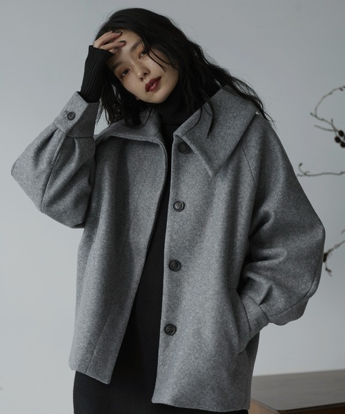 hellam（へラム）の「ミドル丈ビックカラーコート（その他アウター・レディース・ブラウン/ブラック/アイボリー/モカ/杢グレー・FREE）」の4枚目の写真