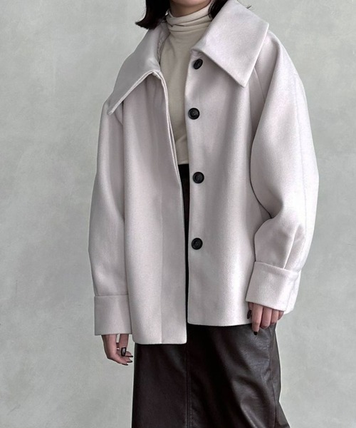 hellam（へラム）の「ミドル丈ビックカラーコート（その他アウター・レディース・ブラウン/ブラック/アイボリー/モカ/杢グレー・FREE）」の2枚目の写真