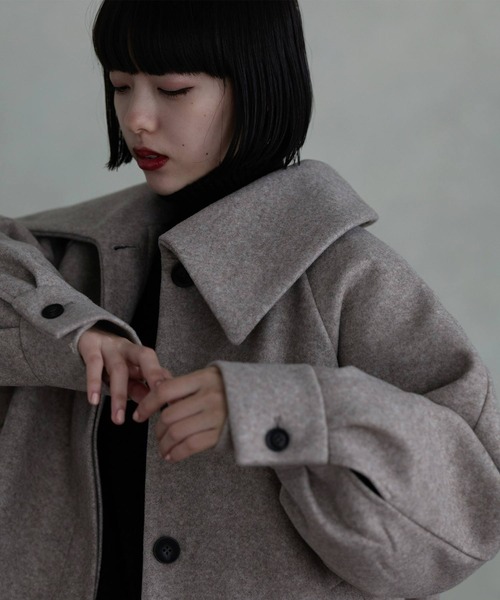 hellam（へラム）の「ミドル丈ビックカラーコート（その他アウター・レディース・ブラウン/ブラック/アイボリー/モカ/杢グレー・FREE）」の5枚目の写真