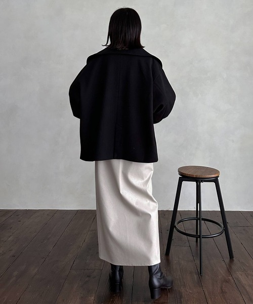 hellam（へラム）の「ミドル丈ビックカラーコート（その他アウター・レディース・ブラウン/ブラック/アイボリー/モカ/杢グレー・FREE）」の16枚目の写真