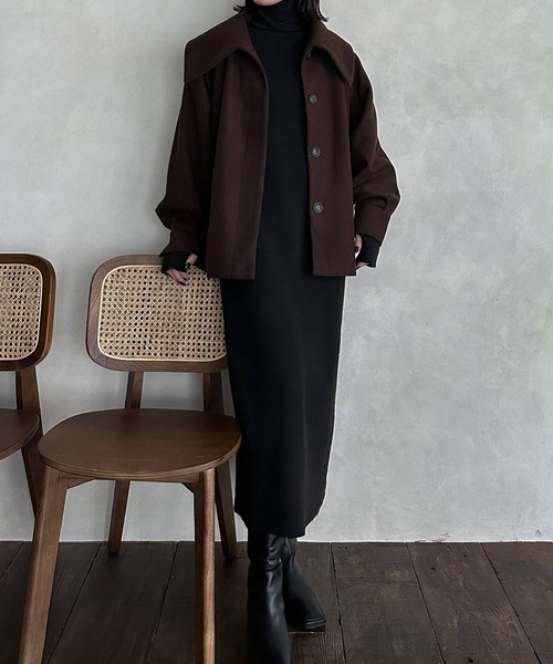 hellam（へラム）の「ミドル丈ビックカラーコート（その他アウター・レディース・ブラウン/ブラック/アイボリー/モカ/杢グレー・FREE）」の19枚目の写真
