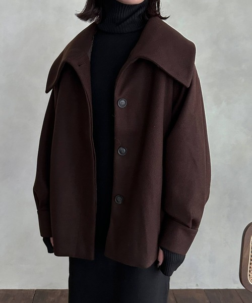 hellam（へラム）の「ミドル丈ビックカラーコート（その他アウター・レディース・ブラウン/ブラック/アイボリー/モカ/杢グレー・FREE）」の20枚目の写真