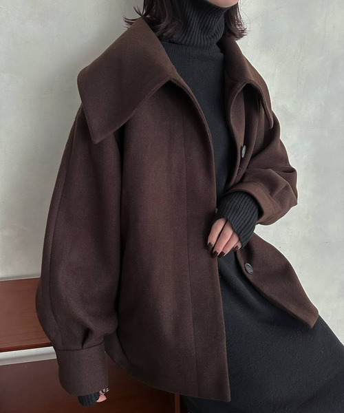 hellam（へラム）の「ミドル丈ビックカラーコート（その他アウター・レディース・ブラウン/ブラック/アイボリー/モカ/杢グレー・FREE）」の22枚目の写真