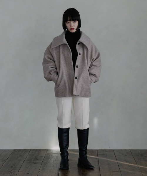 hellam（へラム）の「ミドル丈ビックカラーコート（その他アウター・レディース・ブラウン/ブラック/アイボリー/モカ/杢グレー・FREE）」の12枚目の写真