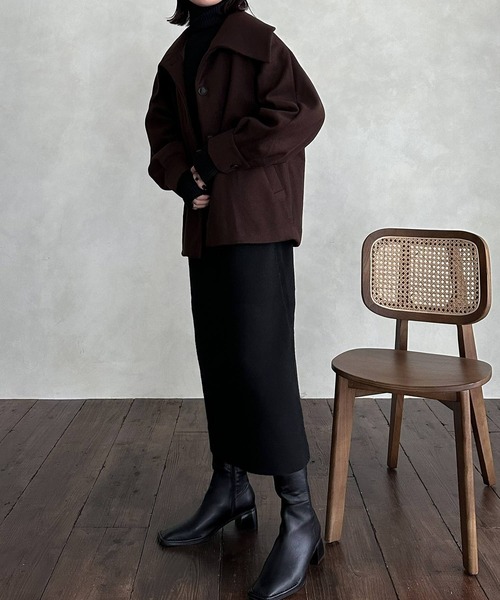 hellam（へラム）の「ミドル丈ビックカラーコート（その他アウター・レディース・ブラウン/ブラック/アイボリー/モカ/杢グレー・FREE）」の21枚目の写真