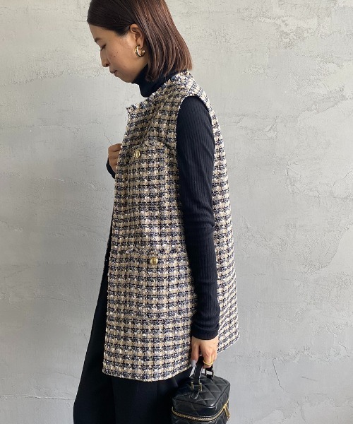 JF Ready Made（ジェイエフレディメイド）の「[Jf Ready Made/ジェイエフレディメイド] カラーツイードベスト（ベスト・レディース・ブルー・F）」の3枚目の写真