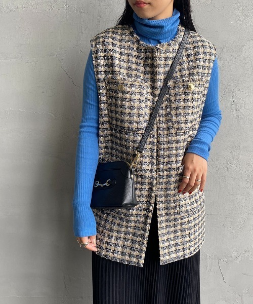 JF Ready Made（ジェイエフレディメイド）の「[Jf Ready Made/ジェイエフレディメイド] カラーツイードベスト（ベスト・レディース・ブルー・F）」の4枚目の写真