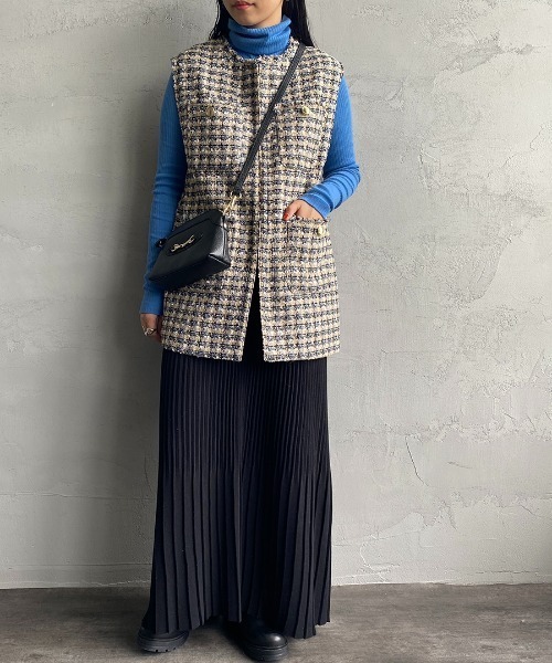 JF Ready Made（ジェイエフレディメイド）の「[Jf Ready Made/ジェイエフレディメイド] カラーツイードベスト（ベスト・レディース・ブルー・F）」の2枚目の写真