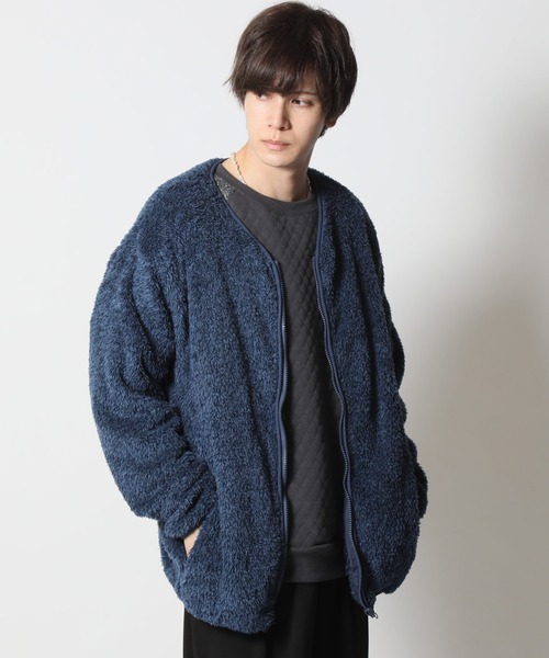 ARCADE(アーケード)の「両面シャギーボア シャギーニット ノーカラー ジャケットカーディガン(カーディガン/ボレロ・メンズ・ブラック/ベージュ/ネイビー/キナリ/グレー系/ブルー系/スモーキーグリーン系/ブルー・LL/M/L)」の8枚目の写真