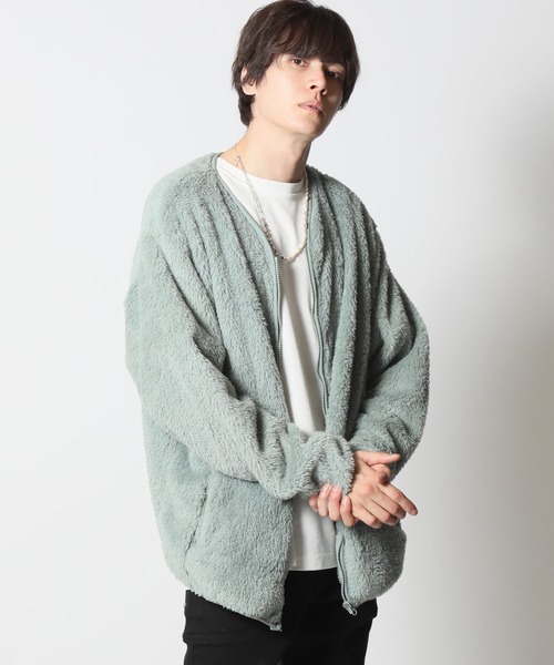 ARCADE(アーケード)の「両面シャギーボア シャギーニット ノーカラー ジャケットカーディガン(カーディガン/ボレロ・メンズ・ブラック/ベージュ/ネイビー/キナリ/グレー系/ブルー系/スモーキーグリーン系/ブルー・LL/M/L)」の6枚目の写真