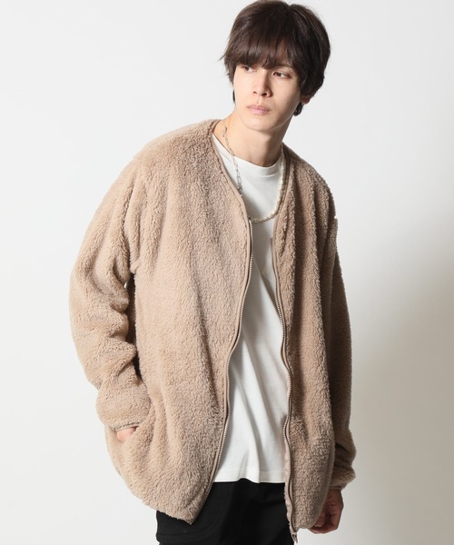 ARCADE(アーケード)の「両面シャギーボア シャギーニット ノーカラー ジャケットカーディガン(カーディガン/ボレロ・メンズ・ブラック/ベージュ/ネイビー/キナリ/グレー系/ブルー系/スモーキーグリーン系/ブルー・LL/M/L)」の5枚目の写真