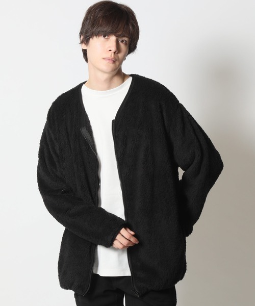 ARCADE(アーケード)の「両面シャギーボア シャギーニット ノーカラー ジャケットカーディガン(カーディガン/ボレロ・メンズ・ブラック/ベージュ/ネイビー/キナリ/グレー系/ブルー系/スモーキーグリーン系/ブルー・LL/M/L)」の3枚目の写真