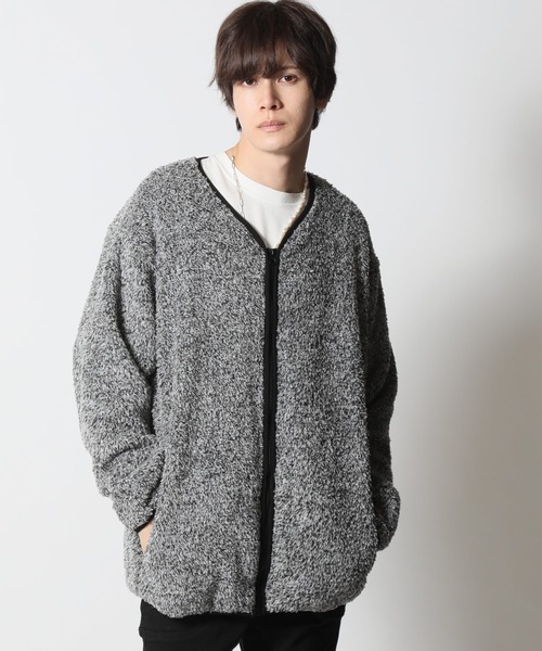 ARCADE(アーケード)の「両面シャギーボア シャギーニット ノーカラー ジャケットカーディガン(カーディガン/ボレロ・メンズ・ブラック/ベージュ/ネイビー/キナリ/グレー系/ブルー系/スモーキーグリーン系/ブルー・LL/M/L)」の9枚目の写真