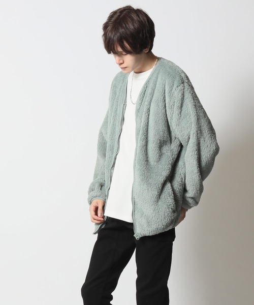 ARCADE(アーケード)の「両面シャギーボア シャギーニット ノーカラー ジャケットカーディガン(カーディガン/ボレロ・メンズ・ブラック/ベージュ/ネイビー/キナリ/グレー系/ブルー系/スモーキーグリーン系/ブルー・LL/M/L)」の16枚目の写真