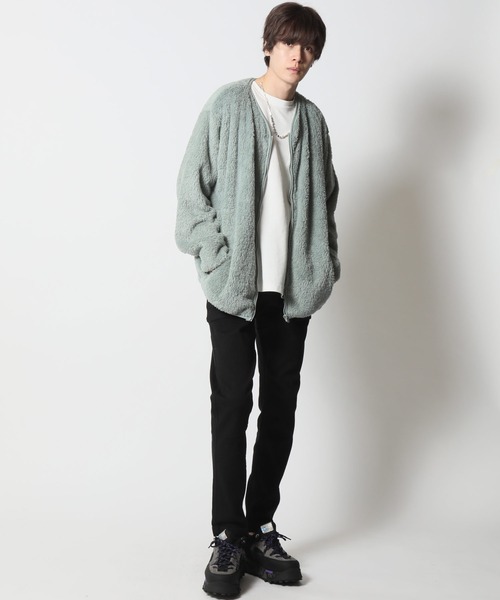 ARCADE(アーケード)の「両面シャギーボア シャギーニット ノーカラー ジャケットカーディガン(カーディガン/ボレロ・メンズ・ブラック/ベージュ/ネイビー/キナリ/グレー系/ブルー系/スモーキーグリーン系/ブルー・LL/M/L)」の19枚目の写真