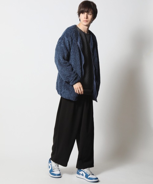 ARCADE(アーケード)の「両面シャギーボア シャギーニット ノーカラー ジャケットカーディガン(カーディガン/ボレロ・メンズ・ブラック/ベージュ/ネイビー/キナリ/グレー系/ブルー系/スモーキーグリーン系/ブルー・LL/M/L)」の14枚目の写真