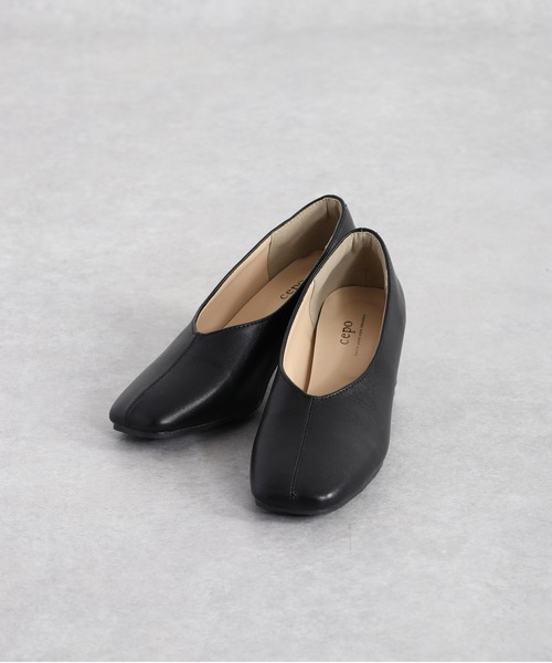 cepo(セポ)の「スクエアトゥチャンキーヒールパンプス(パンプス・レディース・オレンジ/ブラウン/ブラック・M/L)」の2枚目の写真