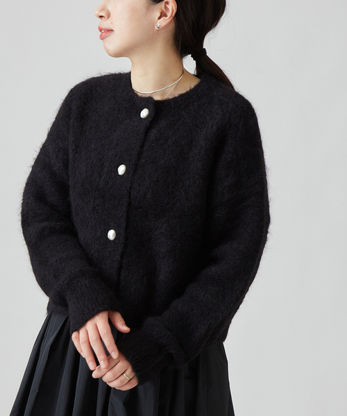 journal standard L'essage（ジャーナルスタンダードレサージュ）の「SURIアルパカシャギーカーディガン（カーディガン/ボレロ・レディース・ホワイト/ブラック/ラベンダー・FREE）」の3枚目の写真