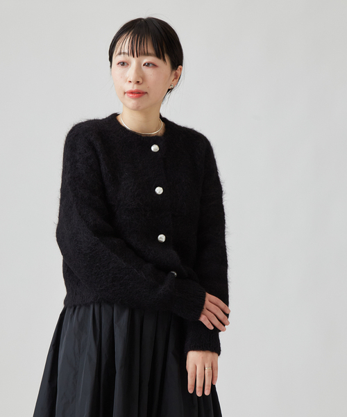 journal standard L'essage（ジャーナルスタンダードレサージュ）の「SURIアルパカシャギーカーディガン（カーディガン/ボレロ・レディース・ホワイト/ブラック/ラベンダー・FREE）」の8枚目の写真