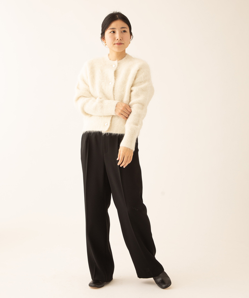 journal standard L'essage（ジャーナルスタンダードレサージュ）の「SURIアルパカシャギーカーディガン（カーディガン/ボレロ・レディース・ホワイト/ブラック/ラベンダー・FREE）」の11枚目の写真