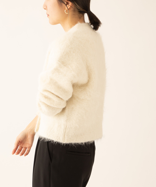 journal standard L'essage（ジャーナルスタンダードレサージュ）の「SURIアルパカシャギーカーディガン（カーディガン/ボレロ・レディース・ホワイト/ブラック/ラベンダー・FREE）」の15枚目の写真