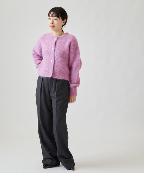 journal standard L'essage（ジャーナルスタンダードレサージュ）の「SURIアルパカシャギーカーディガン（カーディガン/ボレロ・レディース・ホワイト/ブラック/ラベンダー・FREE）」の16枚目の写真