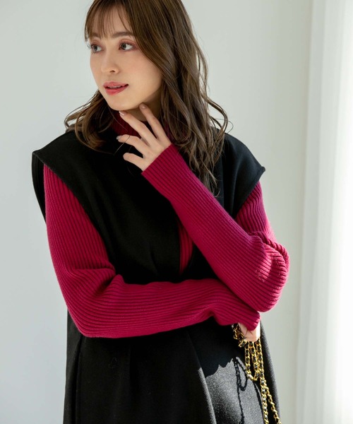 fifth（フィフス）の「ハイゲージリブニット（ニット/セーター・レディース・ピンク/ブラック/アイボリー・M）」の6枚目の写真