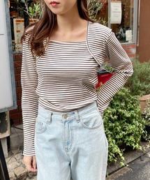 Meli rich | ボーダーリブプルオーバー(Tシャツ/カットソー)