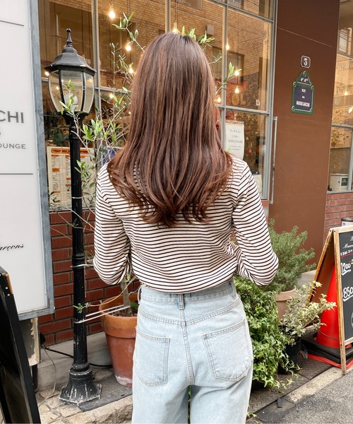 Meli rich（メリーリッチ）の「ボレロレイヤードライクボーダープルオーバー（Tシャツ/カットソー・レディース・ブラック/アイボリー系/ピンク/ホワイト・MEDIUM）」の17枚目の写真