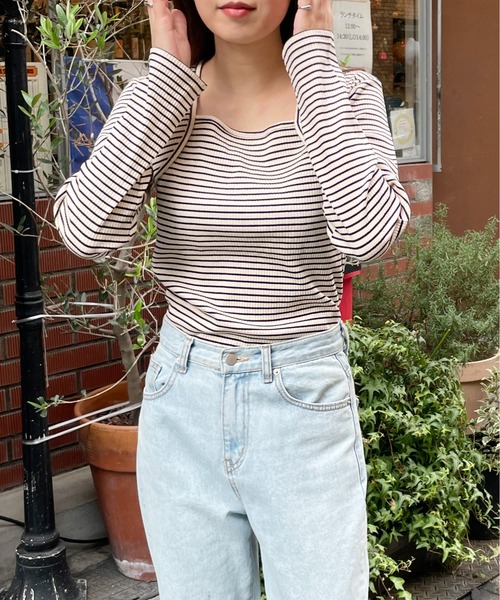 Meli rich（メリーリッチ）の「ボレロレイヤードライクボーダープルオーバー（Tシャツ/カットソー・レディース・ブラック/アイボリー系/ピンク/ホワイト・MEDIUM）」の20枚目の写真