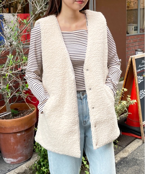 Meli rich（メリーリッチ）の「ボレロレイヤードライクボーダープルオーバー（Tシャツ/カットソー・レディース・ブラック/アイボリー系/ピンク/ホワイト・MEDIUM）」の22枚目の写真