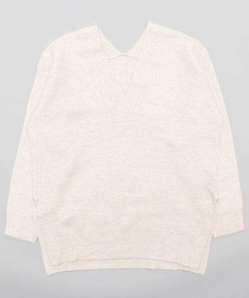 wee9s（ウィークス）の「over size v neck loose knit / お尻すっぽりオーバーサイズ深Ｖネックルーズニット（ニット/セーター・レディース・オートミール/ベージュ/ブラック/グレー・FREE）」の7枚目の写真