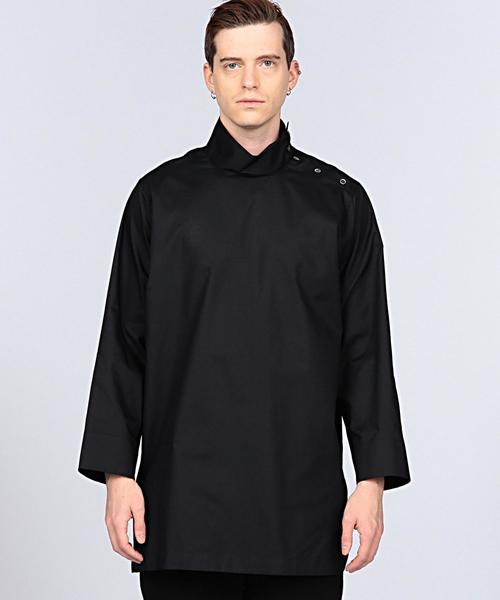 EN ROUTE（アンルート）の「ENR スタンドカラーロングシャツ●（シャツ/ブラウス・メンズ・ホワイト/ネイビー・2/1/3）」の2枚目の写真