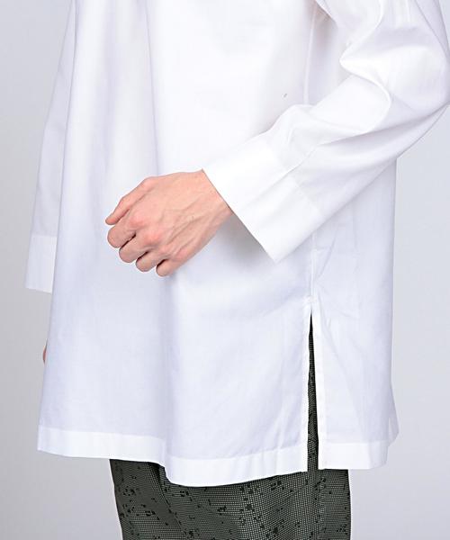 EN ROUTE（アンルート）の「ENR スタンドカラーロングシャツ●（シャツ/ブラウス・メンズ・ホワイト/ネイビー・2/1/3）」の6枚目の写真