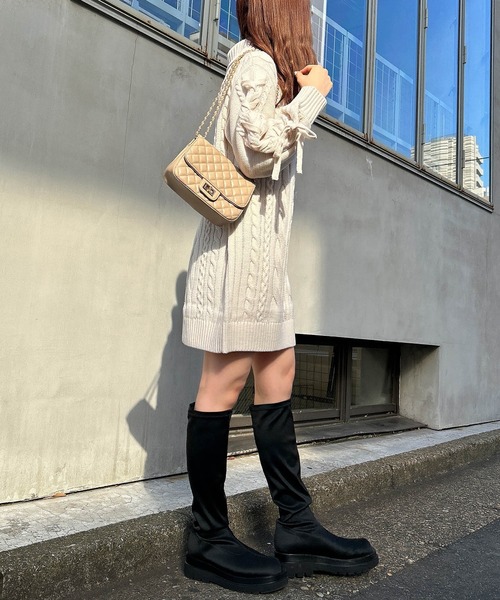 INGNI（イング）の「袖レースUPオフタートルケーブル／ワンピース（ワンピース・レディース・アイボリー/グレー系その他/ピンクベージュ・M）」の9枚目の写真