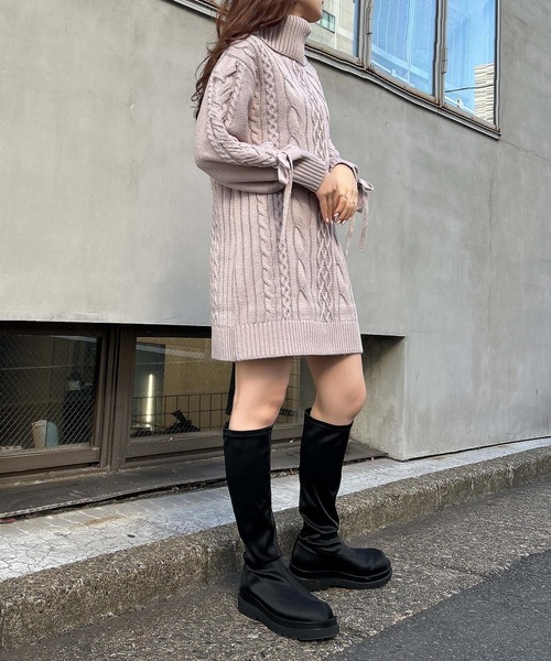 INGNI（イング）の「袖レースUPオフタートルケーブル／ワンピース（ワンピース・レディース・アイボリー/グレー系その他/ピンクベージュ・M）」の13枚目の写真