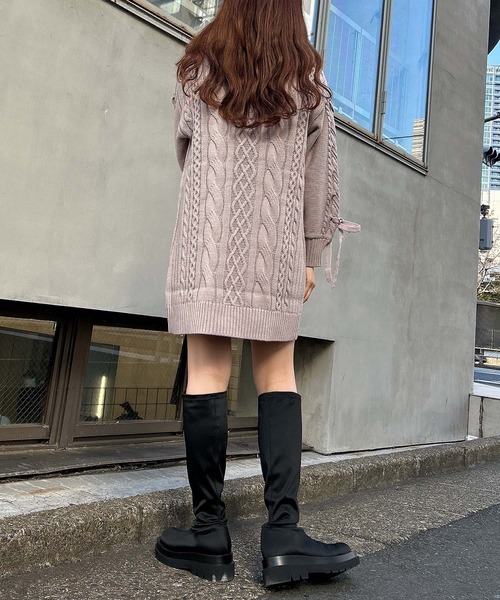 INGNI（イング）の「袖レースUPオフタートルケーブル／ワンピース（ワンピース・レディース・アイボリー/グレー系その他/ピンクベージュ・M）」の14枚目の写真