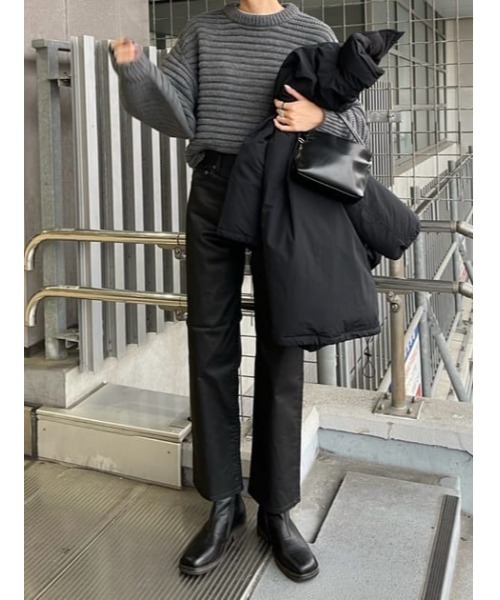 SLY（スライ）の「ITALY YARN RIPPLE SHORT TOPS イタリーヤーンリップルショートトップス ニット セットアップ可能（ニット/セーター・レディース・ターコイズブルー/杢グレー/ライム・FREE）」の5枚目の写真