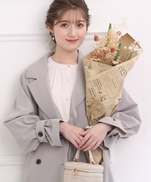 couture brooch(クチュールブローチ)の「◆前後2WAYギャザーデザインブラウス(シャツ/ブラウス・レディース・アイボリー/ライトグレー/ネイビー・38/40/42)」の6枚目の写真