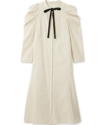 セルフォード　ロングワンピース　ボウタイ　Aライン　水色　38 インナー付 CELFORD（セルフォード）の「Aラインボウタイワンピース