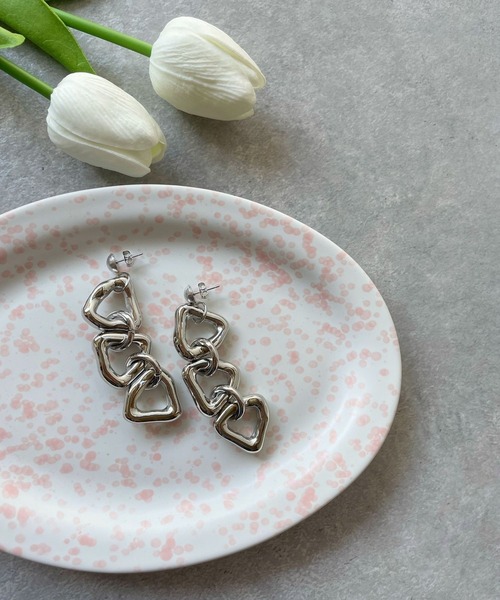 OKIRAKU(オキラク)の「☆ 【by daisy】トライアングルリングピアス RA22-1043(ピアス(両耳用)・レディース・シルバー/ホワイト/ゴールド・FREE)」の2枚目の写真