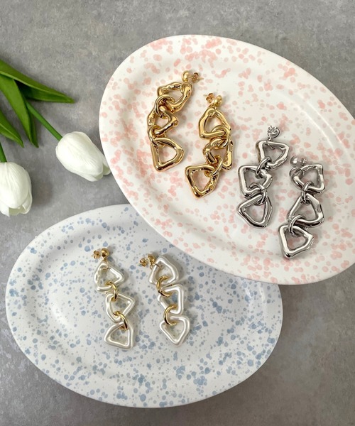 OKIRAKU(オキラク)の「☆ 【by daisy】トライアングルリングピアス RA22-1043(ピアス(両耳用)・レディース・シルバー/ホワイト/ゴールド・FREE)」の5枚目の写真