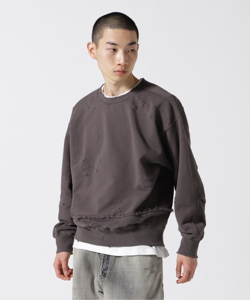 Toironier（トワロニエ）の「Toironier/トワロニエ/DAMAGE SWEAT（スウェット・メンズ・ピンク/ライム/シルバー/マスタード/チャコール・F）」の2枚目の写真