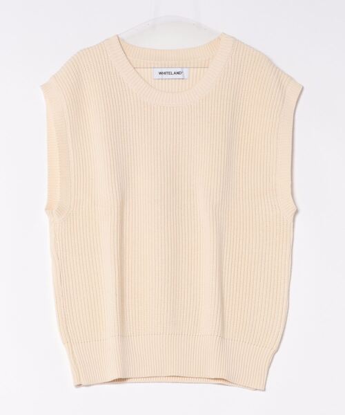 WHITELAND(ホワイトランド)の「WHITELAND/ホワイトランド/RIB VEST(ベスト・レディース・ブラック/アイボリー・F)」の2枚目の写真