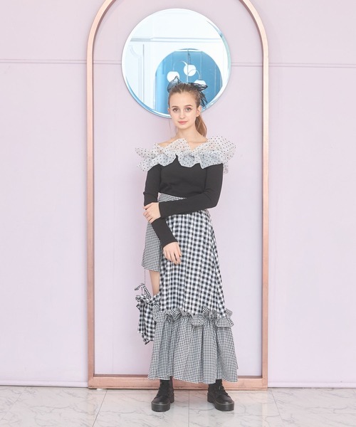 lilLilly（リルリリー）の「バルーンオーガンジートップス（Tシャツ/カットソー・レディース・ブラック/ホワイト/ミント・FREE）」の5枚目の写真