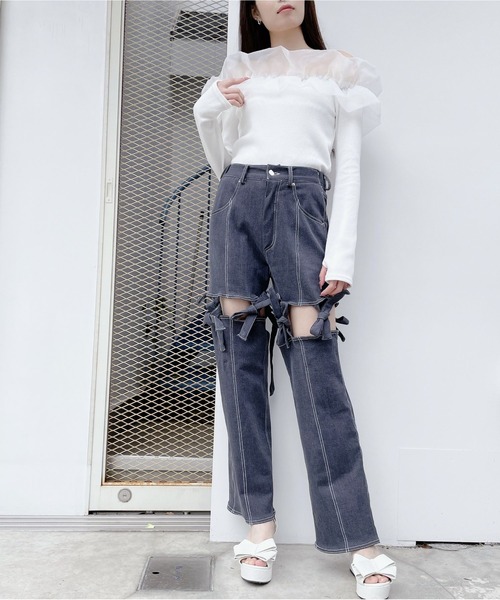 lilLilly（リルリリー）の「バルーンオーガンジートップス（Tシャツ/カットソー・レディース・ブラック/ホワイト/ミント・FREE）」の10枚目の写真