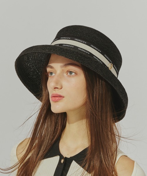 Chapeau d' O（シャポードオー）の「Chapeau d' O  Straw-B Casablanca Logo / シャポードオー（ハット・レディース・ブラック/ブラック×ブラック・M/57.5cm）」の2枚目の写真